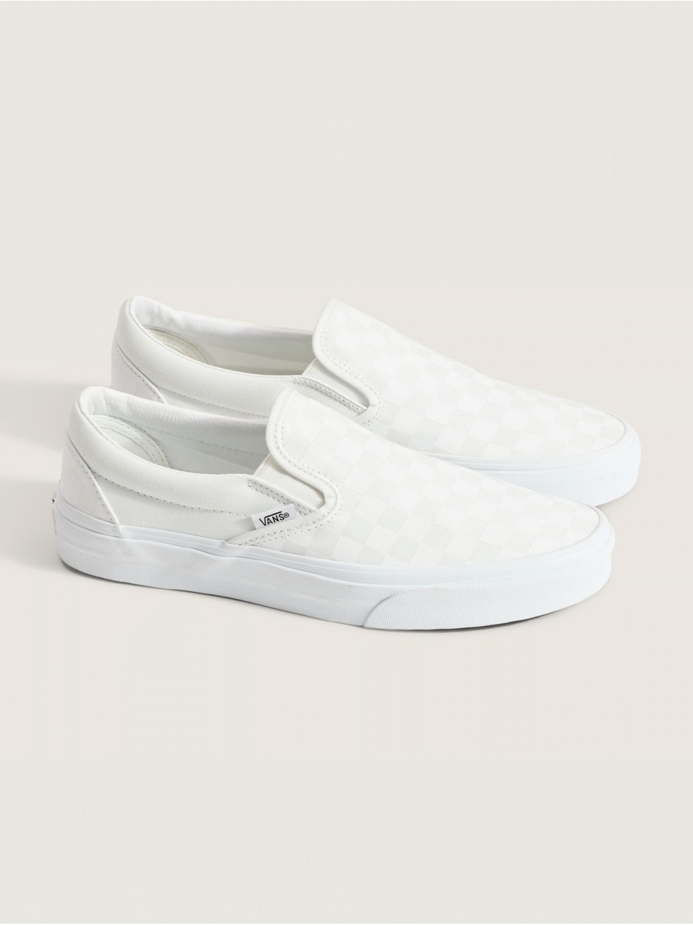 Vans White Checkerboard Slip-On Shoes